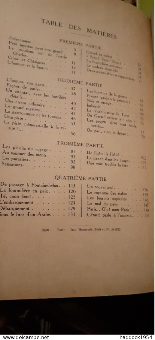 Gerard Et Les Fourmis PAUL REBOUX Flammarion 1932 - Autres & Non Classés