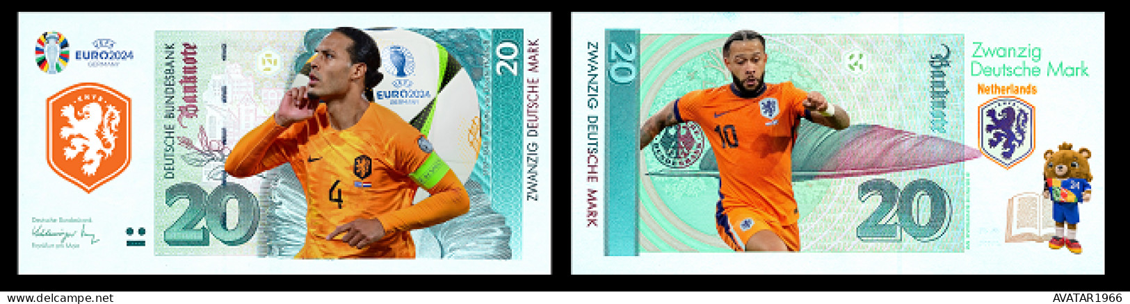 UEFA European Football Championship 2024 Qualified Country Netherlands 8 Pieces Germany Fantasy Paper Money - [15] Commemoratives & Special Issues