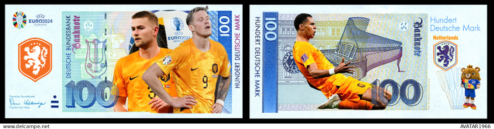 UEFA European Football Championship 2024 qualified country Netherlands 8 pieces Germany fantasy paper money