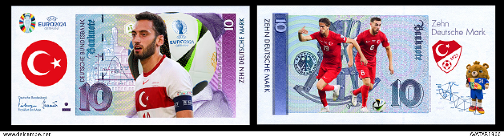 UEFA European Football Championship 2024 Qualified Country Turkey 8 Pieces Germany Fantasy Paper Money - [15] Commemoratives & Special Issues