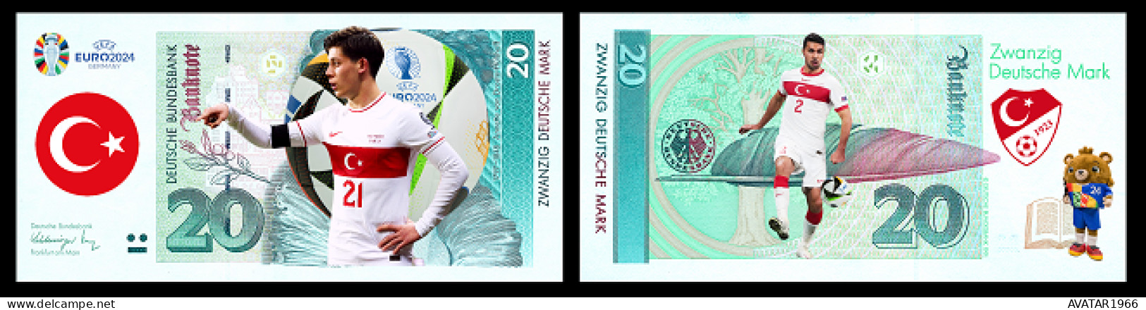 UEFA European Football Championship 2024 Qualified Country Turkey 8 Pieces Germany Fantasy Paper Money - [15] Commemoratives & Special Issues