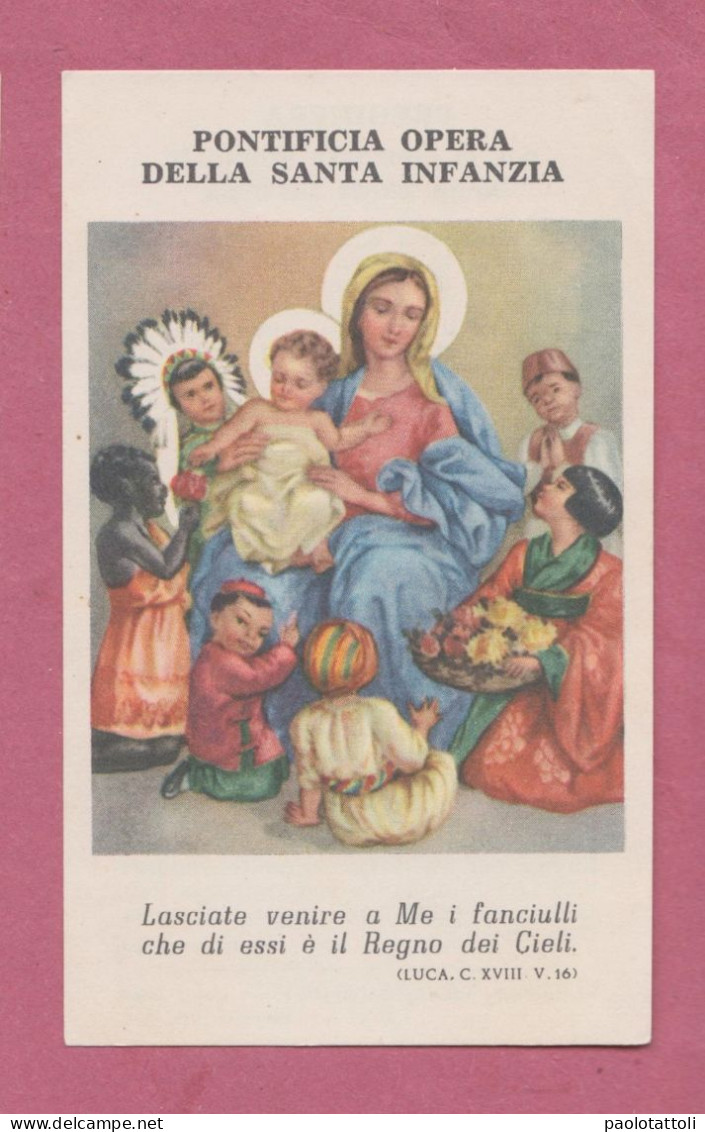 Santino, Holy Card- Pontificia Opera Della Santa Infanzia- Imprimitur 17.6.1960- Dim. 100 X60mm - Images Religieuses