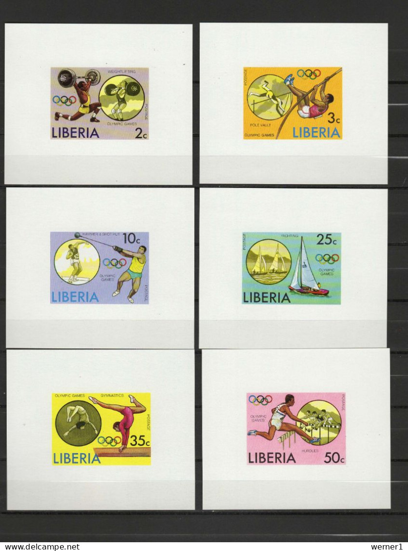 Liberia 1976 Olympic Games Montreal, Gymnastics, Athletics, Sailing Etc. Set Of 6 S/s Imperf. MNH -scarce- - Ete 1976: Montréal