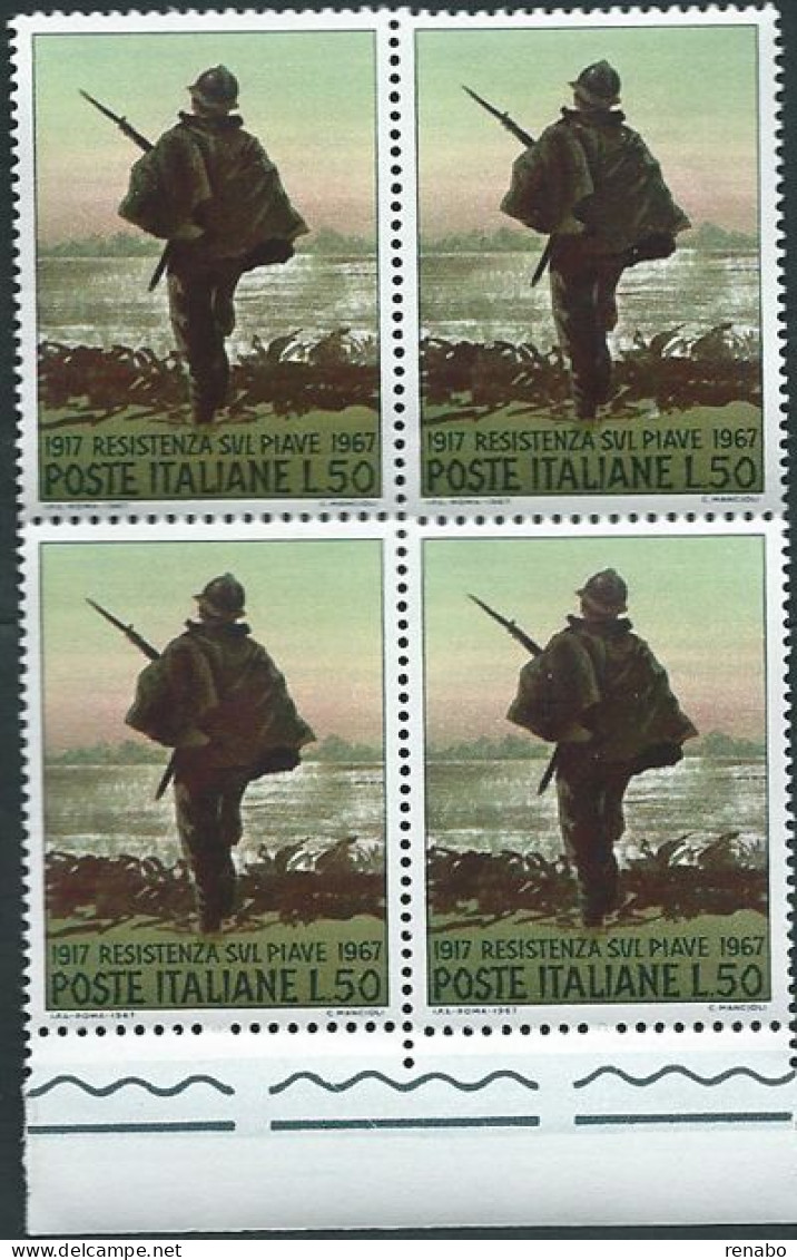 Italia, Italy, Italien, Italie 1967; 50° Della Resistenza Sul Piave. Soldato Armato , Nel 1917. Quartina Di Bordo. - WO1