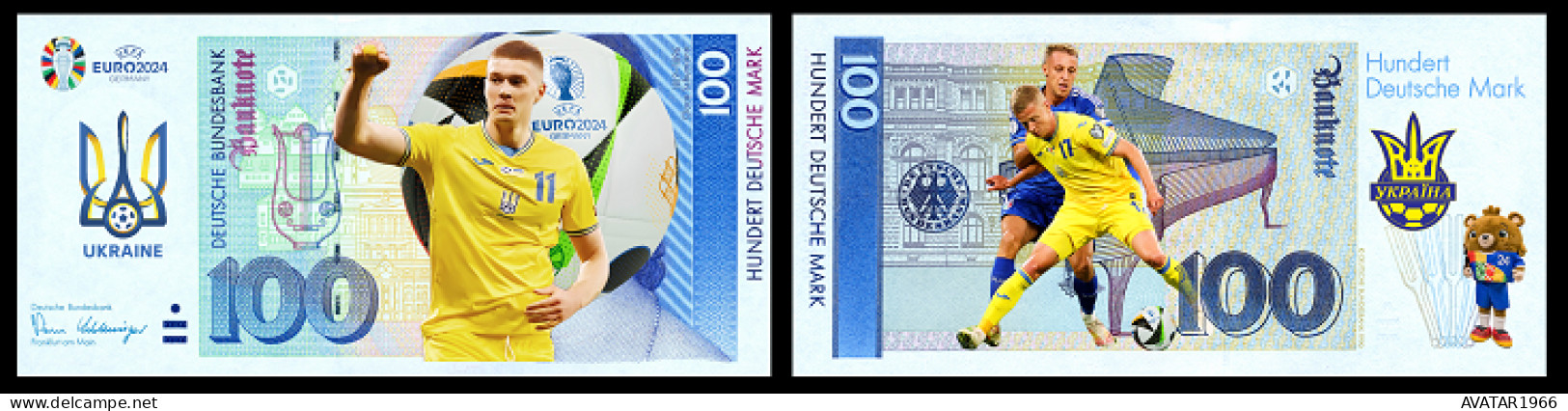UEFA European Football Championship 2024 qualified country Ukraine 8 pieces Germany fantasy paper money