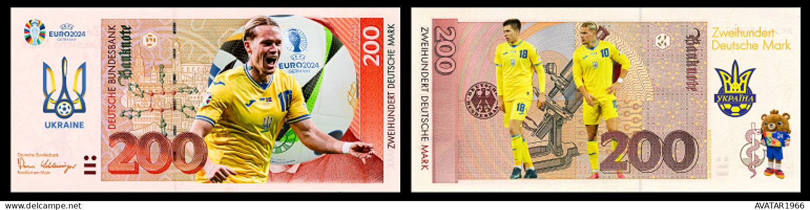 UEFA European Football Championship 2024 qualified country Ukraine 8 pieces Germany fantasy paper money