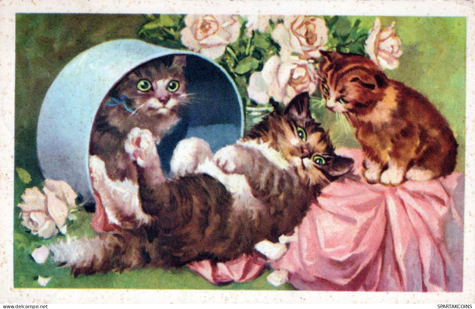 CHAT CHAT Animaux Vintage Carte Postale CPA #PKE754.A - Chats