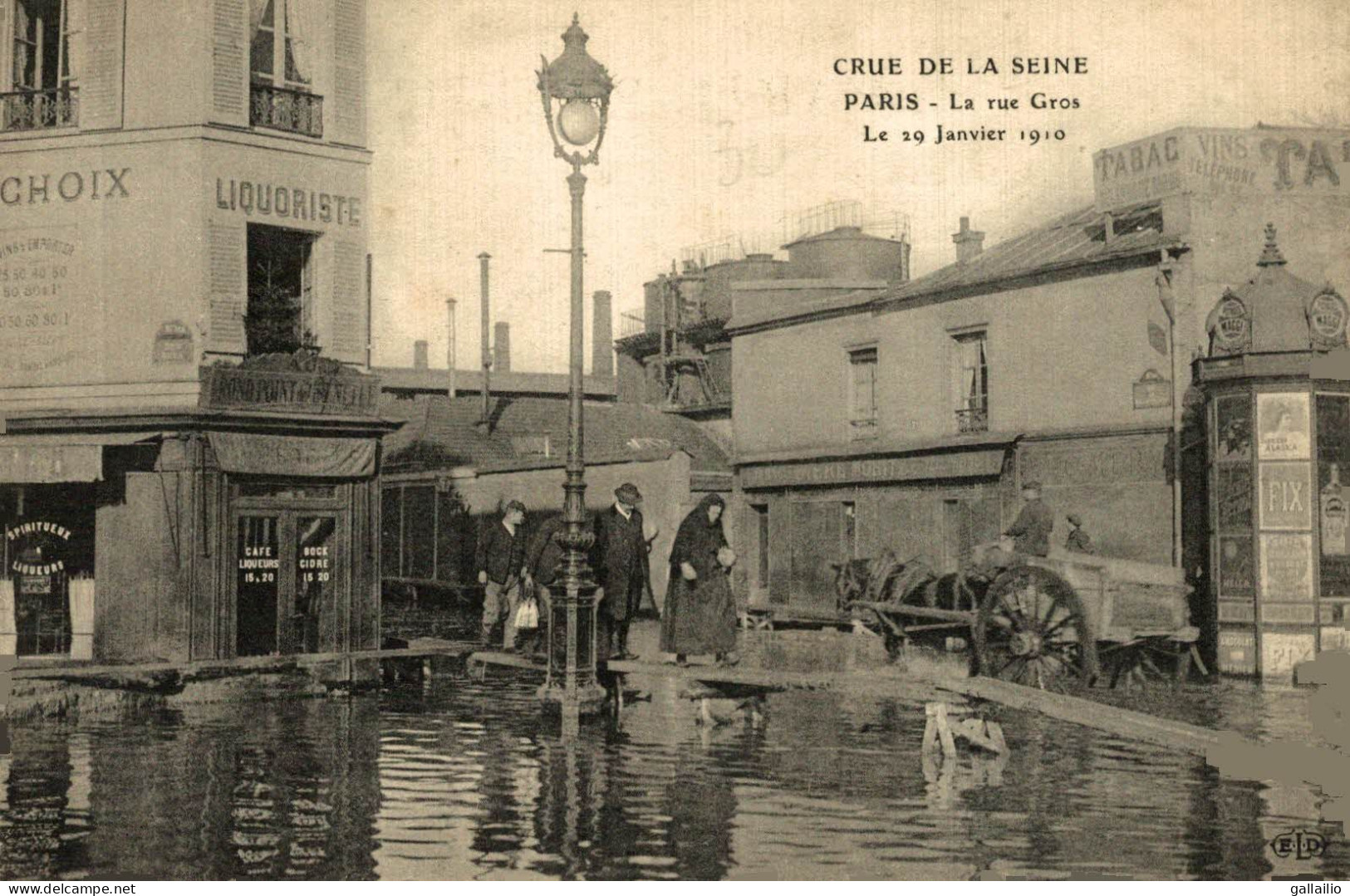 PARIS CRUE DE LA SEINE LA RUE GROS - Alluvioni Del 1910