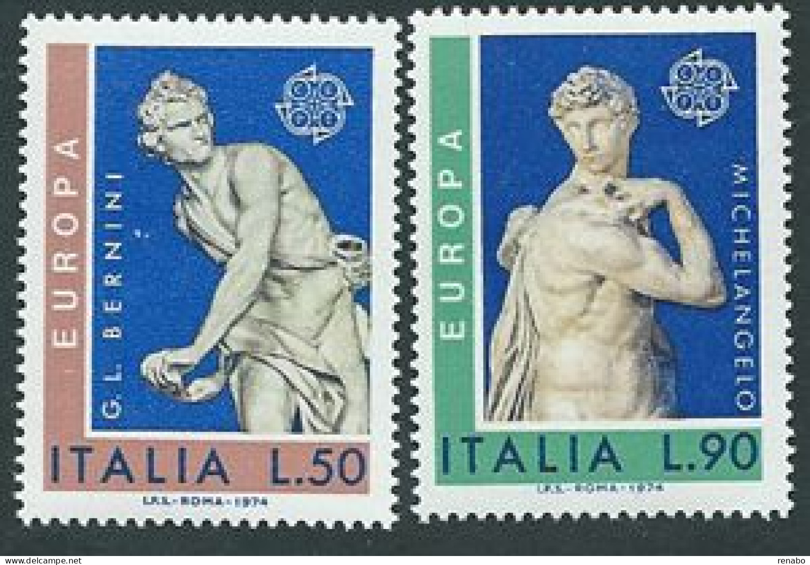 Italia 1974; EUROPA CEPT, Serie Completa. Sculture Di Bernini E Michelangelo. - 1971-80: Ungebraucht