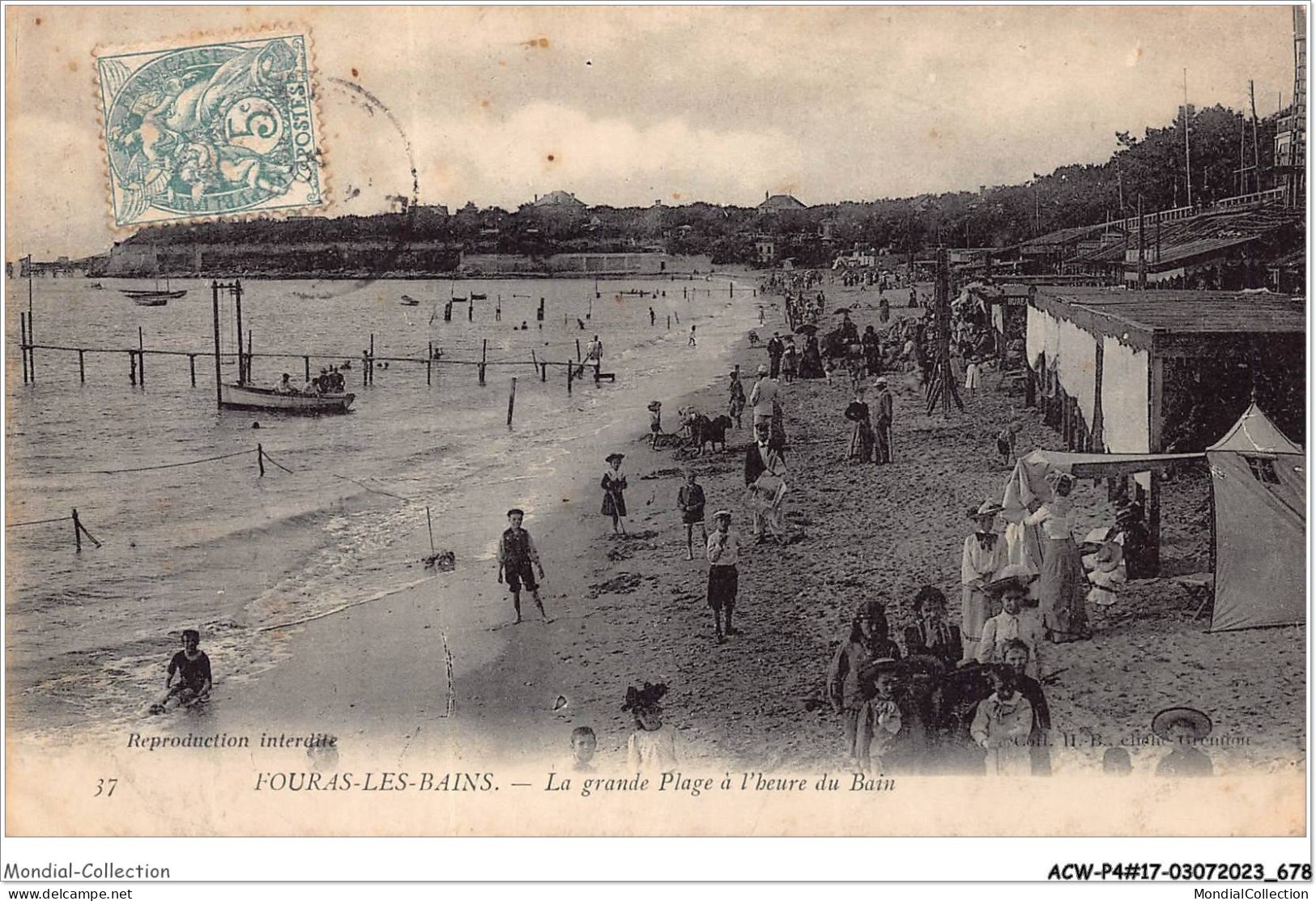 ACWP4-17-0342 - FOURAS LES BAINS - La Grande Plage à L'heure Du Bain  - Fouras-les-Bains