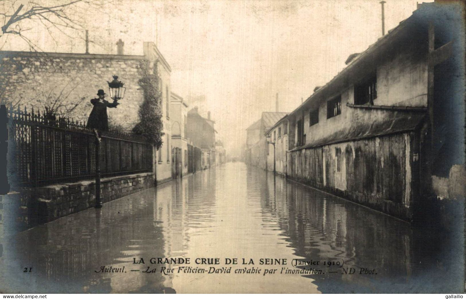PARIS CRUE DE LA SEINE AUTEUIL LA RUE FELICIEN DAVID - Inondations De 1910