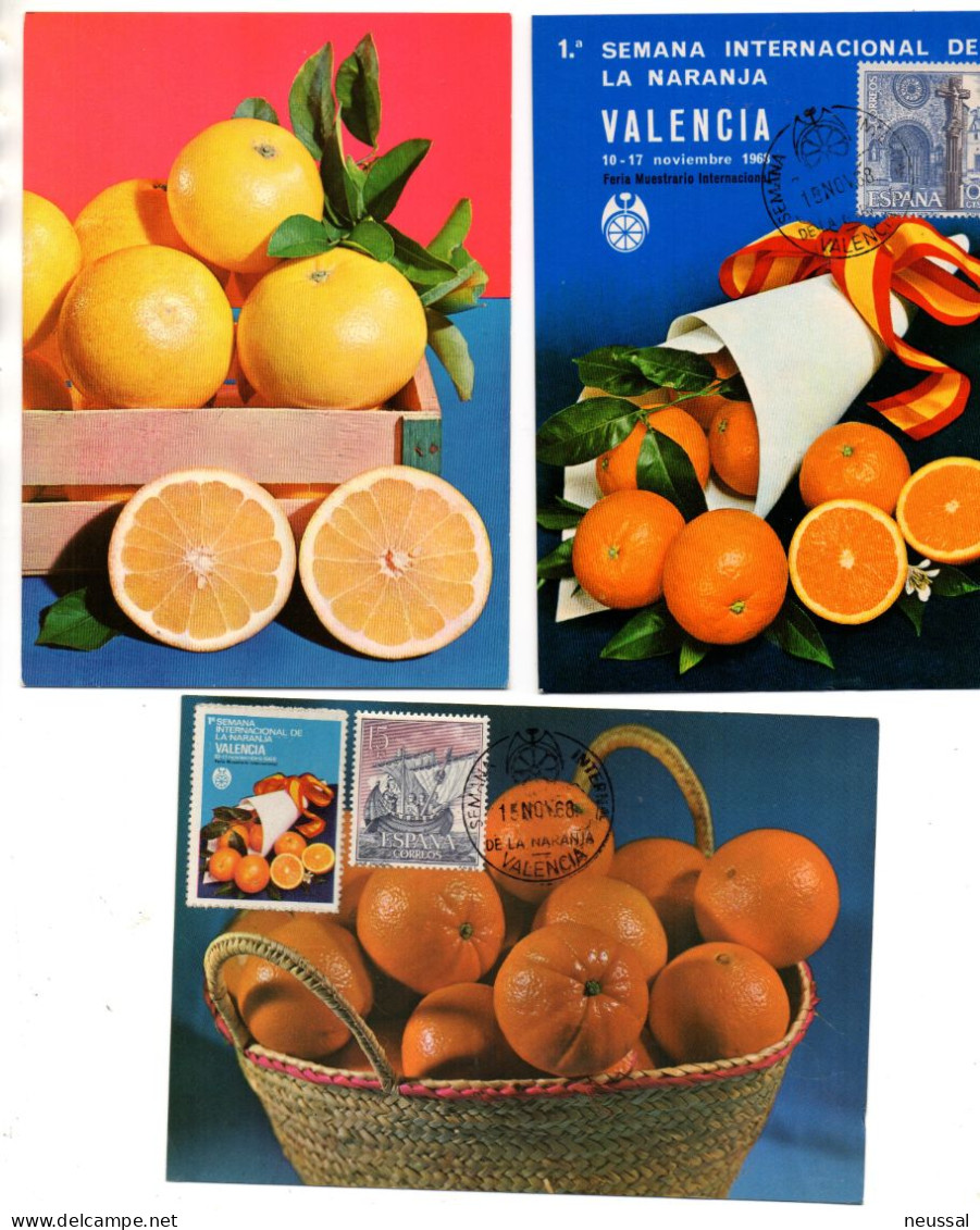 Lote De 11 Postales De  Naranjas Alguna Con Viñeta. - Brieven En Documenten