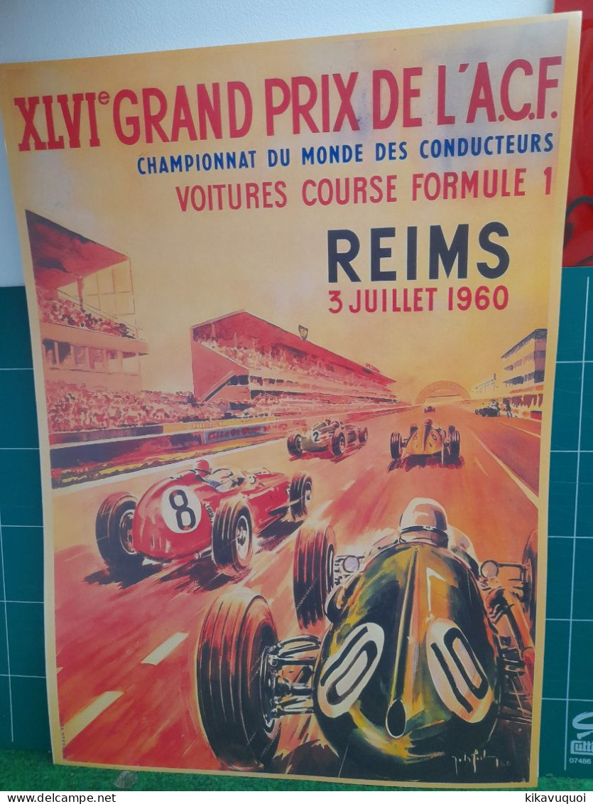 COURSE AUTOMOBILE REIMS 1960 - AFFICHE POSTER - Voitures