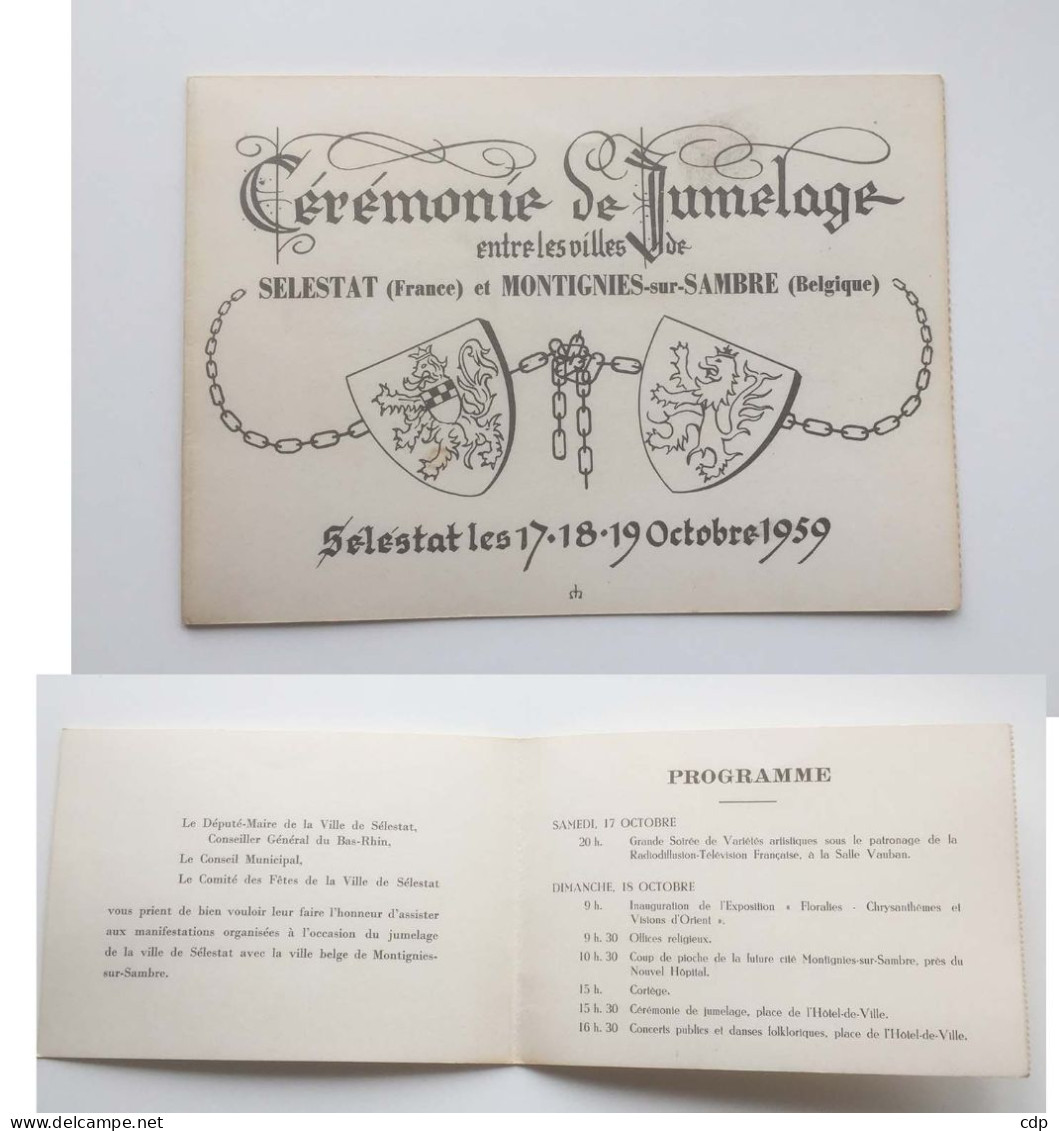 JUMELAGE   SELESTAT Et MONTIGNIES S/S   1959 - Programmes