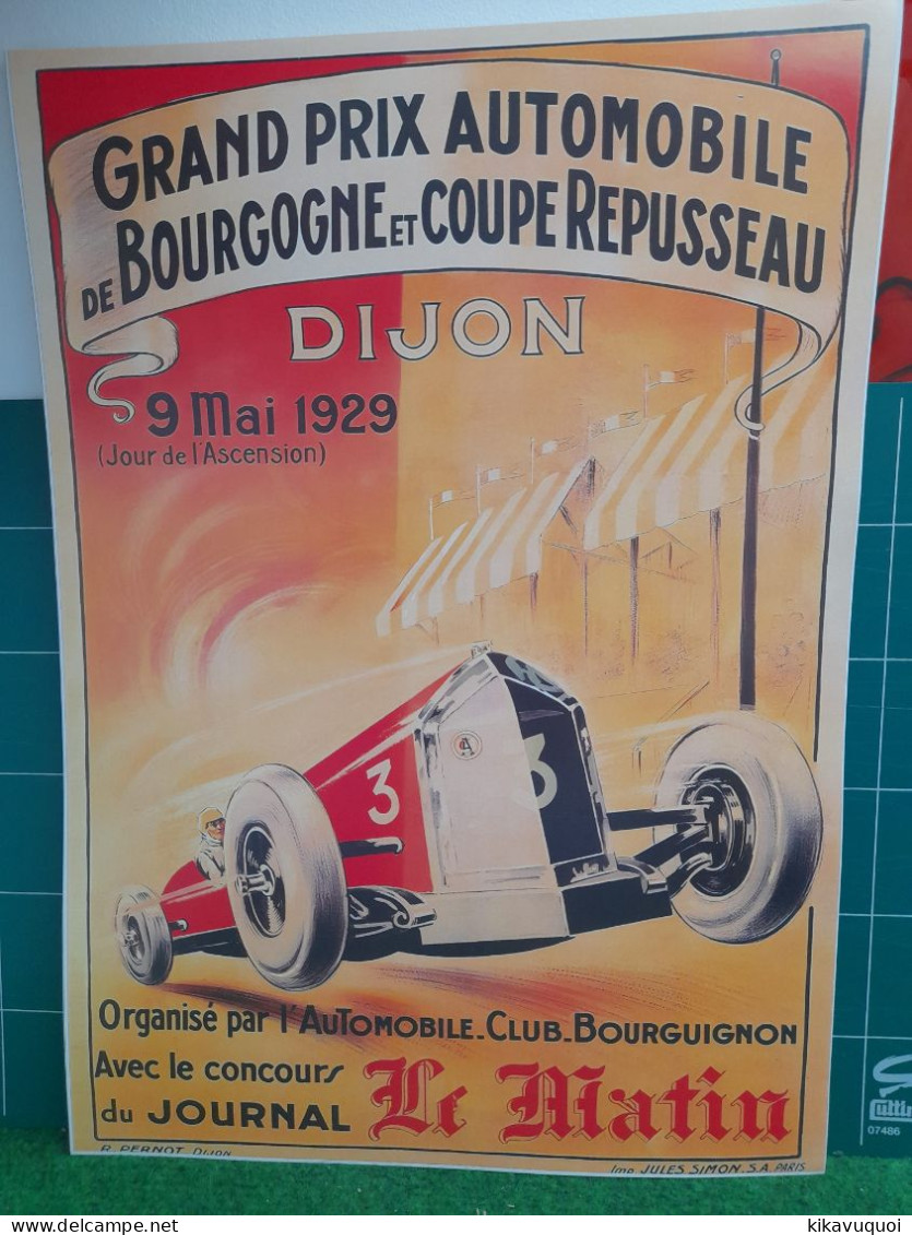 COURSE AUTOMOBILE DIJON 1929 - AFFICHE POSTER - Cars