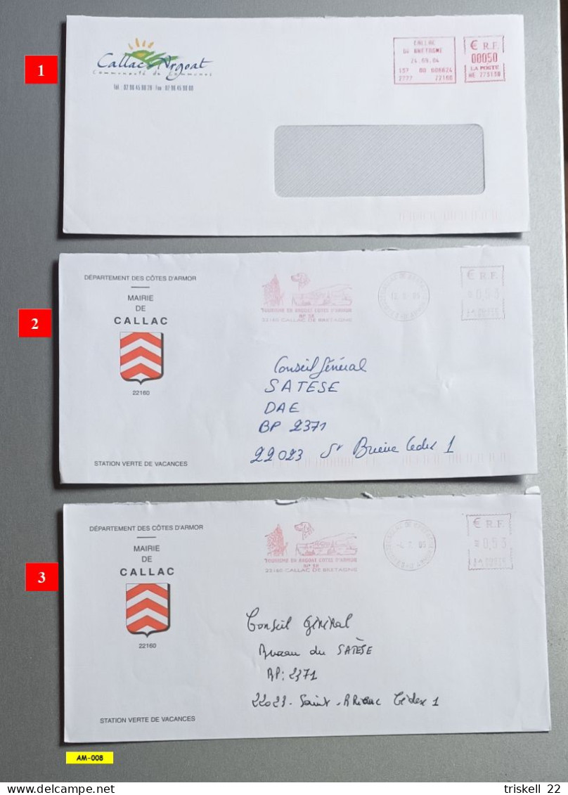 Callac 22160 - Mairie & Communauté De Communes - Année 2004-2005 (lot De 5 Enveloppes) - 1961-....