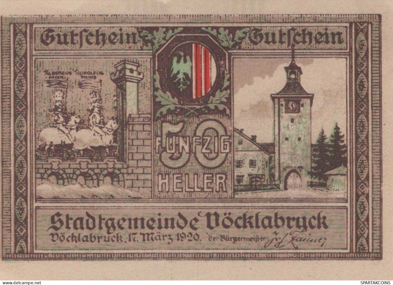 50 HELLER 1920 Stadt VoCKLABRUCK Oberösterreich Österreich Notgeld #PD996 - [11] Emissions Locales