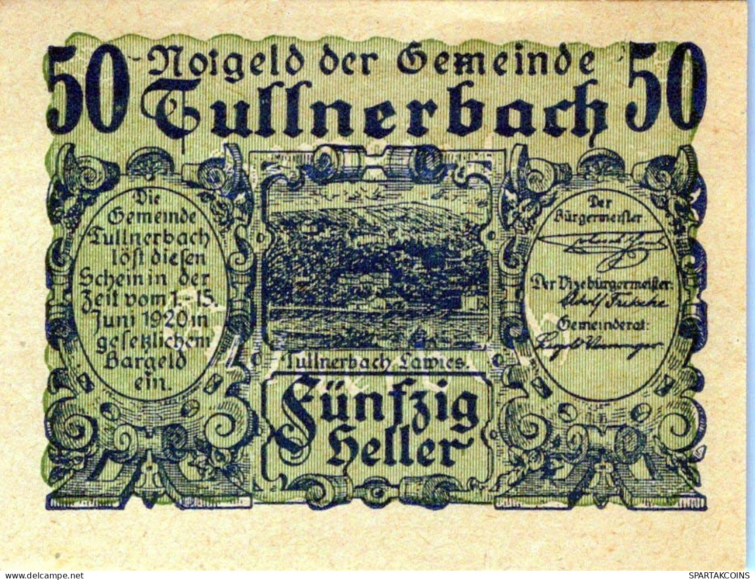 50 HELLER 1920 Stadt Tullnerbach Niedrigeren Österreich Notgeld #PF253 - [11] Emissions Locales