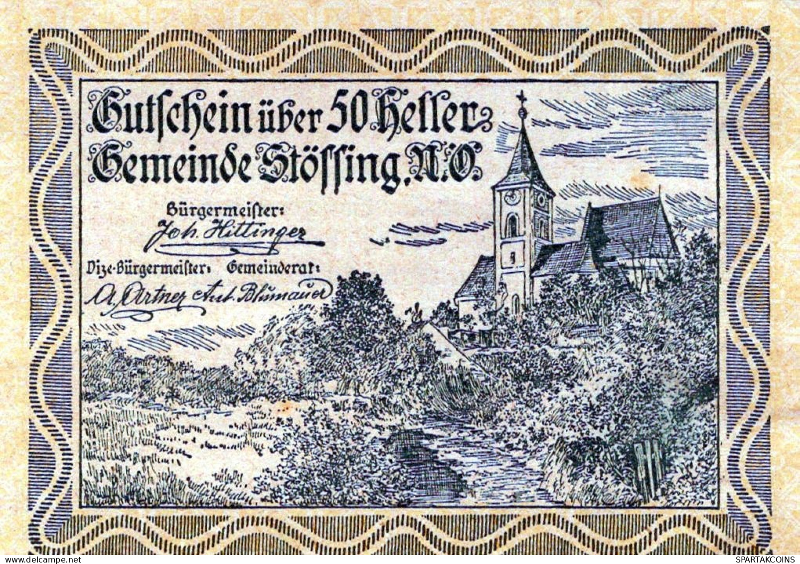 50 HELLER 1920 Stadt SToSSING Niedrigeren Österreich Notgeld Banknote #PE730 - [11] Local Banknote Issues