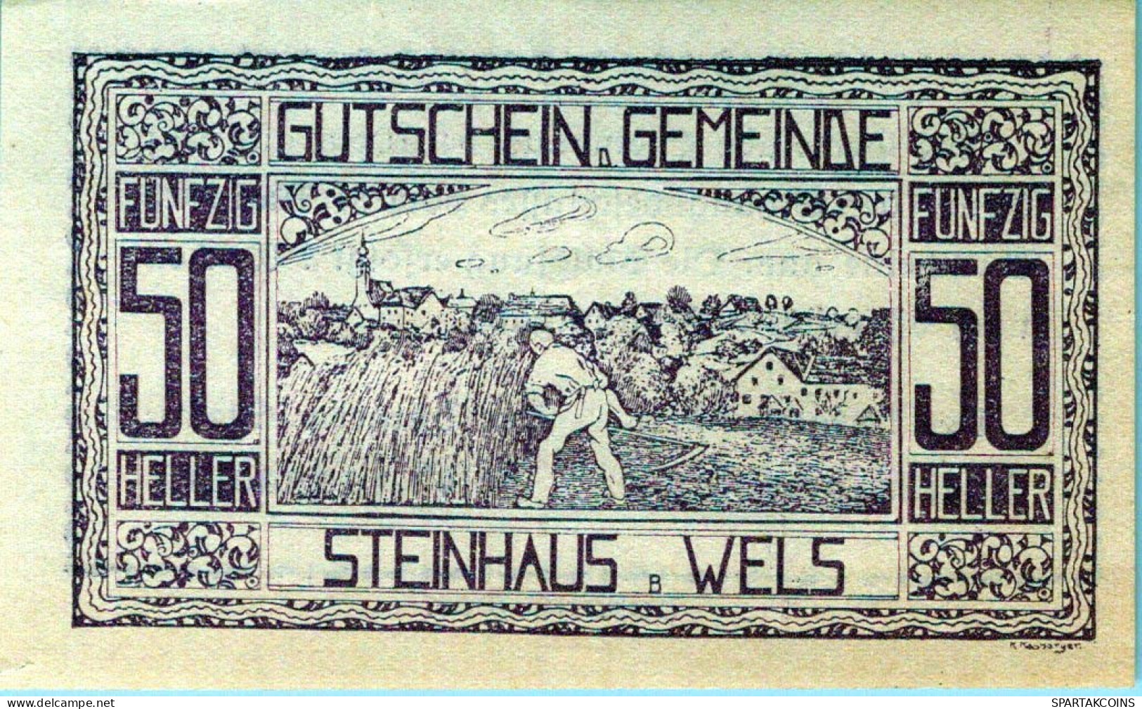 50 HELLER 1920 Stadt STEINHAUS BEI WELS Oberösterreich Österreich Notgeld #PJ248 - Lokale Ausgaben