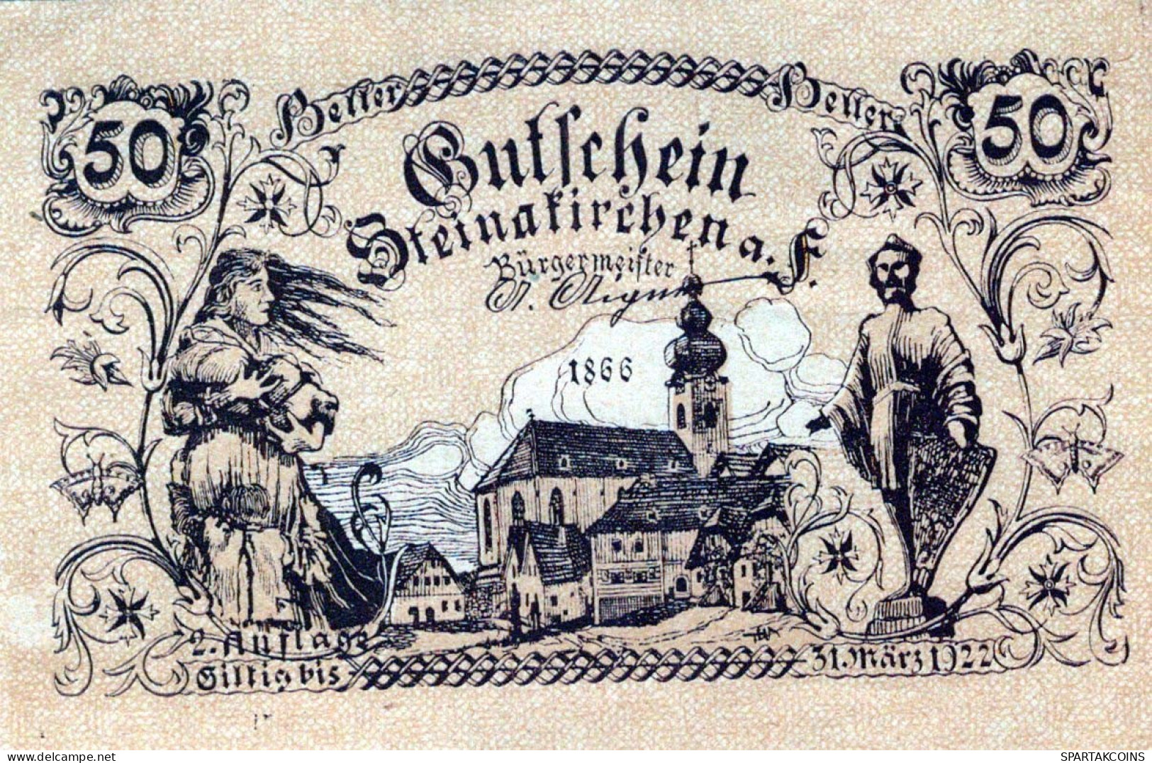 50 HELLER 1920 Stadt STEINAKIRCHEN AM FORST Niedrigeren Österreich #PE875 - Lokale Ausgaben