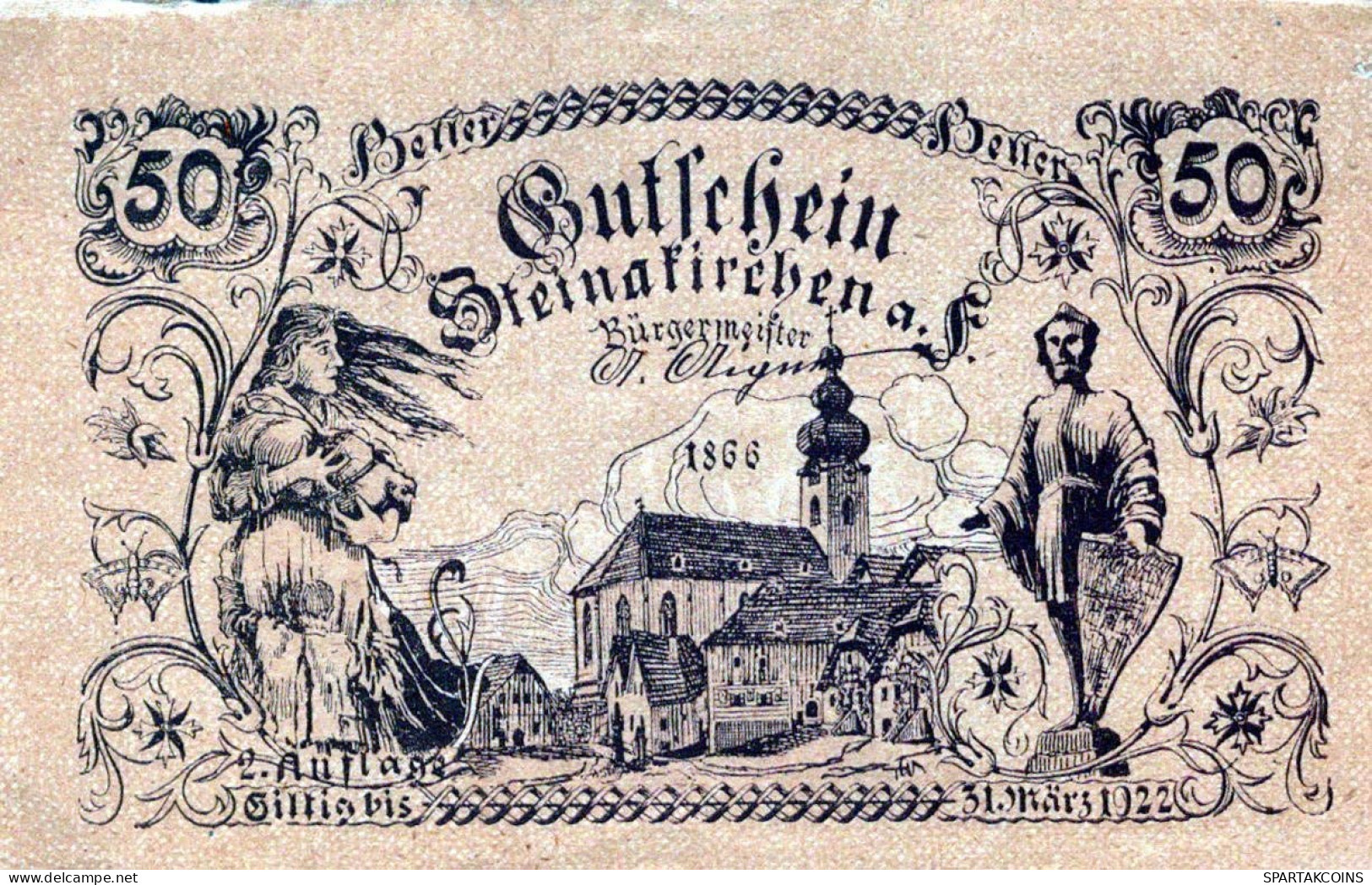 50 HELLER 1920 Stadt STEINAKIRCHEN AM FORST Niedrigeren Österreich #PE822 - Lokale Ausgaben