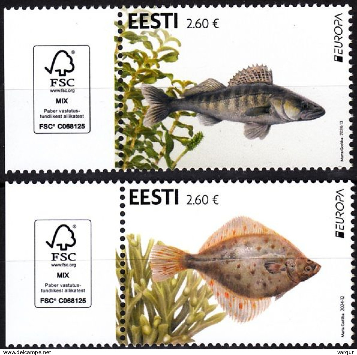 ESTONIA 2024-10 EUROPA: Underwater Flora And Fauna. Fish And Seaweed. FSC Margin, MNH - 2024