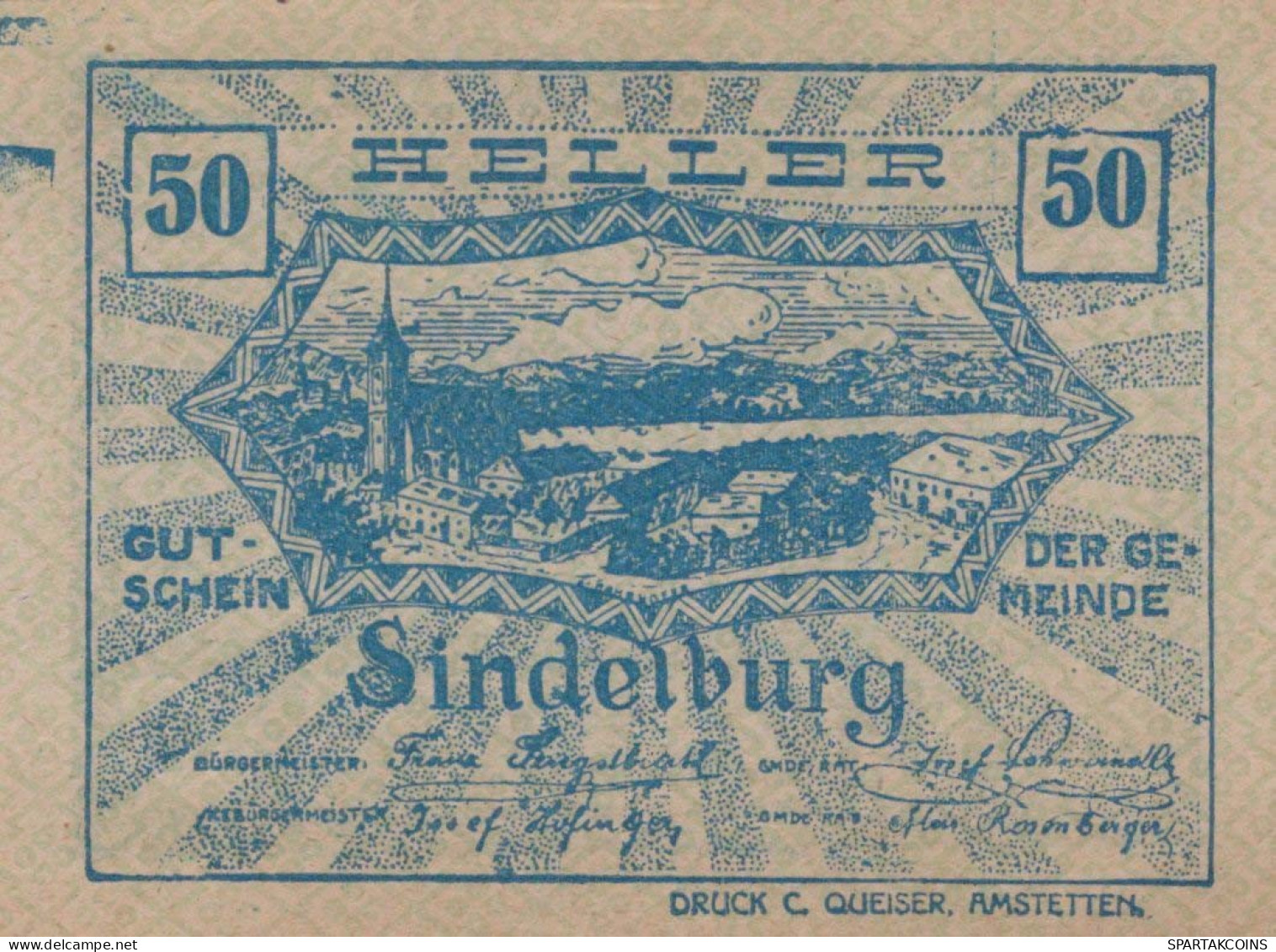 50 HELLER 1920 Stadt Sindelburg Niedrigeren Österreich Notgeld #PI392 - Lokale Ausgaben