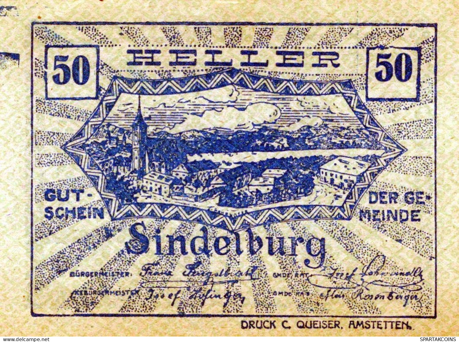 50 HELLER 1920 Stadt Sindelburg Niedrigeren Österreich Notgeld #PI392 - Lokale Ausgaben