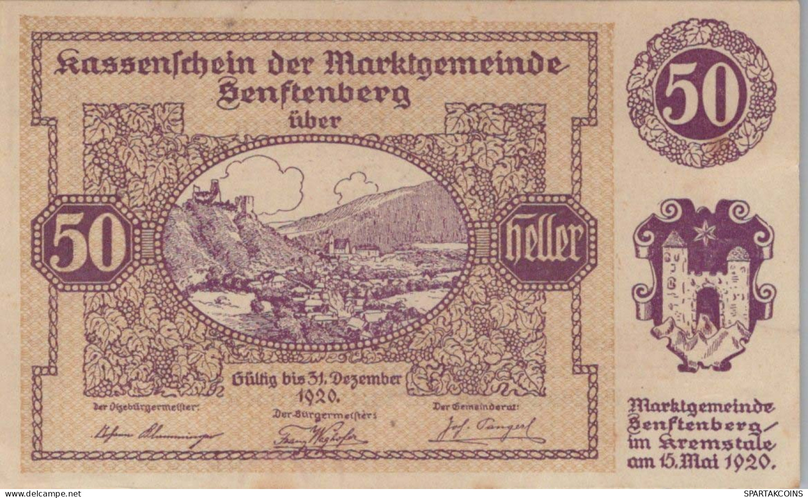 50 HELLER 1920 Stadt SENFTENBERG Niedrigeren Österreich Notgeld #PE846 - Lokale Ausgaben