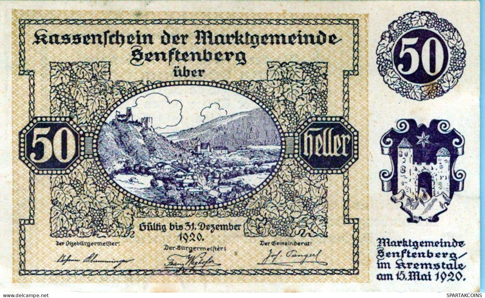 50 HELLER 1920 Stadt SENFTENBERG Niedrigeren Österreich Notgeld #PE846 - Lokale Ausgaben