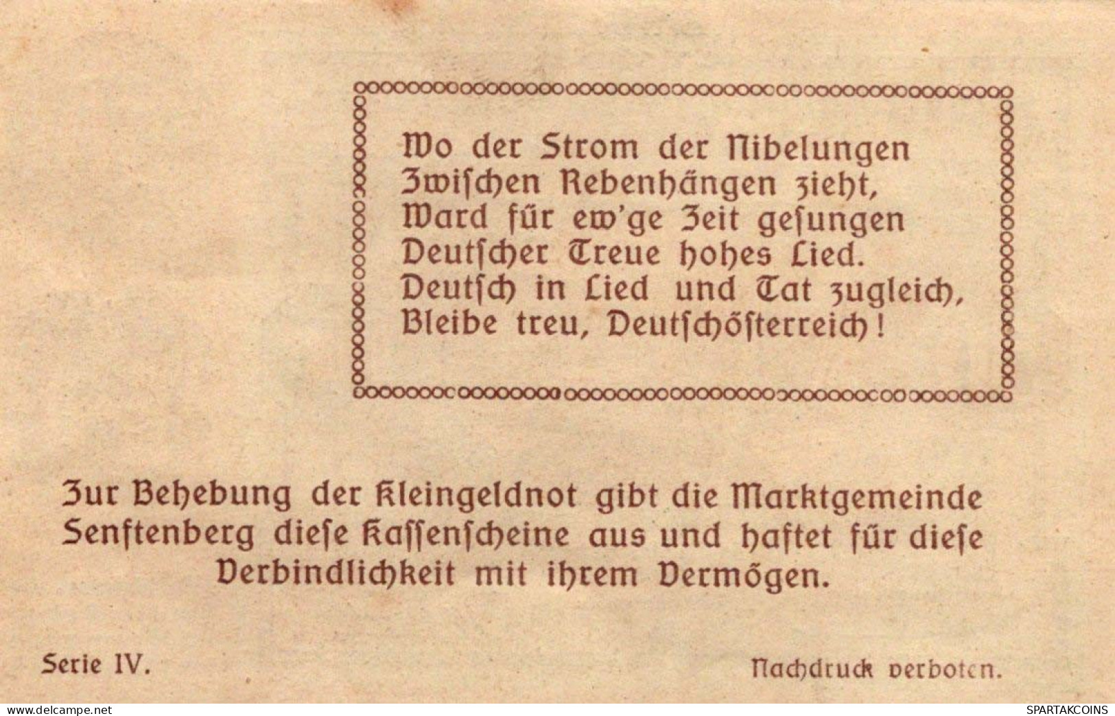 50 HELLER 1920 Stadt SENFTENBERG Niedrigeren Österreich Notgeld #PE827 - Lokale Ausgaben