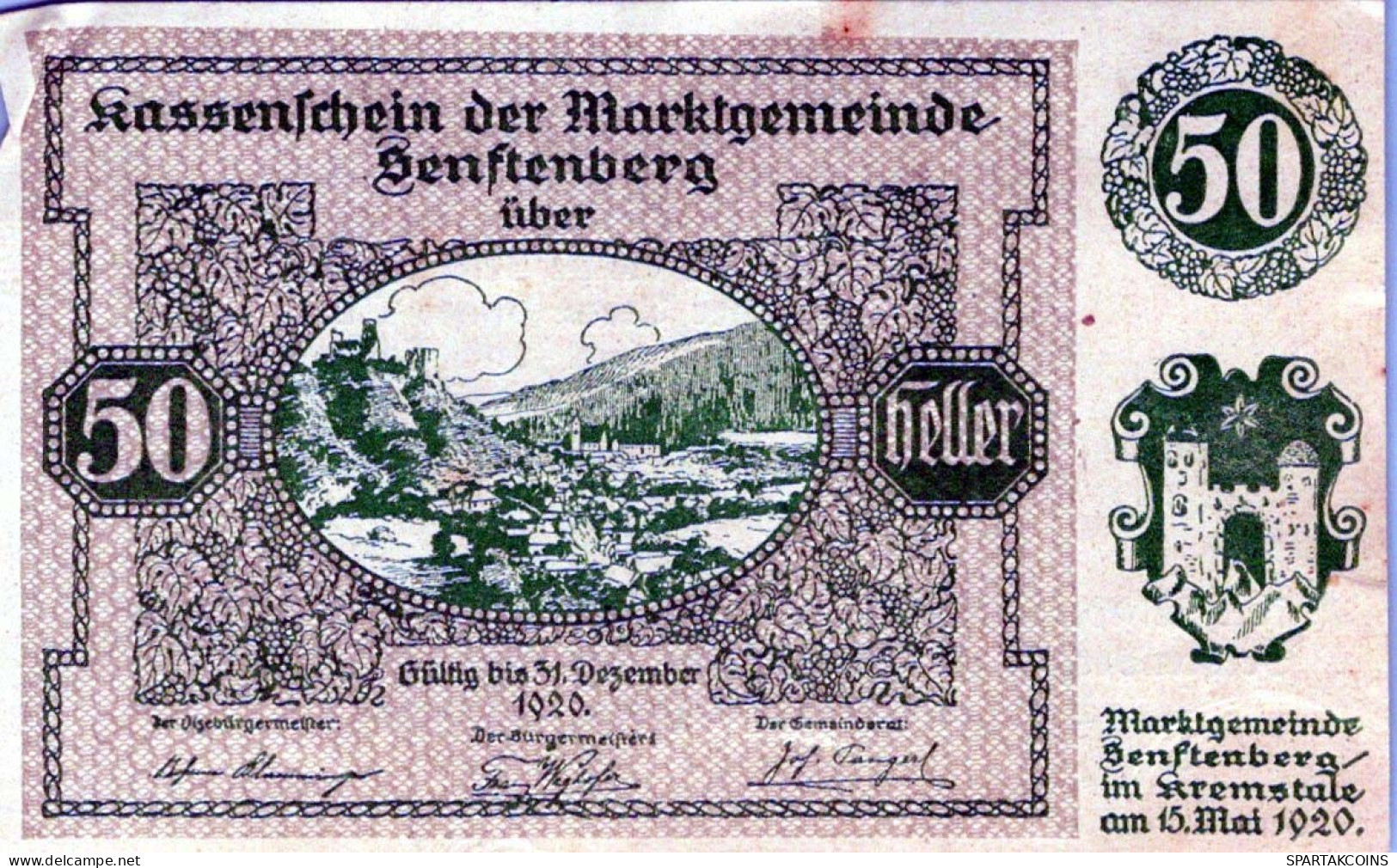 50 HELLER 1920 Stadt SENFTENBERG Niedrigeren Österreich Notgeld #PE689 - [11] Local Banknote Issues