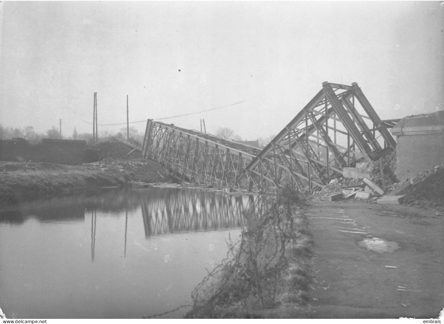 LA MADELEINE LILLE Guerre 14/18 - Photo Originale Des Ruines D'un Pont Lors D'une Inspection Militaire Le 15 Nov 1918 - Guerre, Militaire