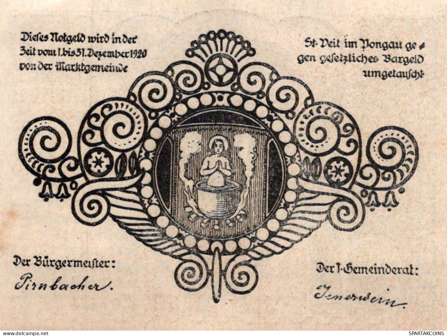 50 HELLER 1920 Stadt SANKT VEIT IM PONGAU Salzburg Österreich Notgeld Papiergeld Banknote #PG696 - [11] Local Banknote Issues