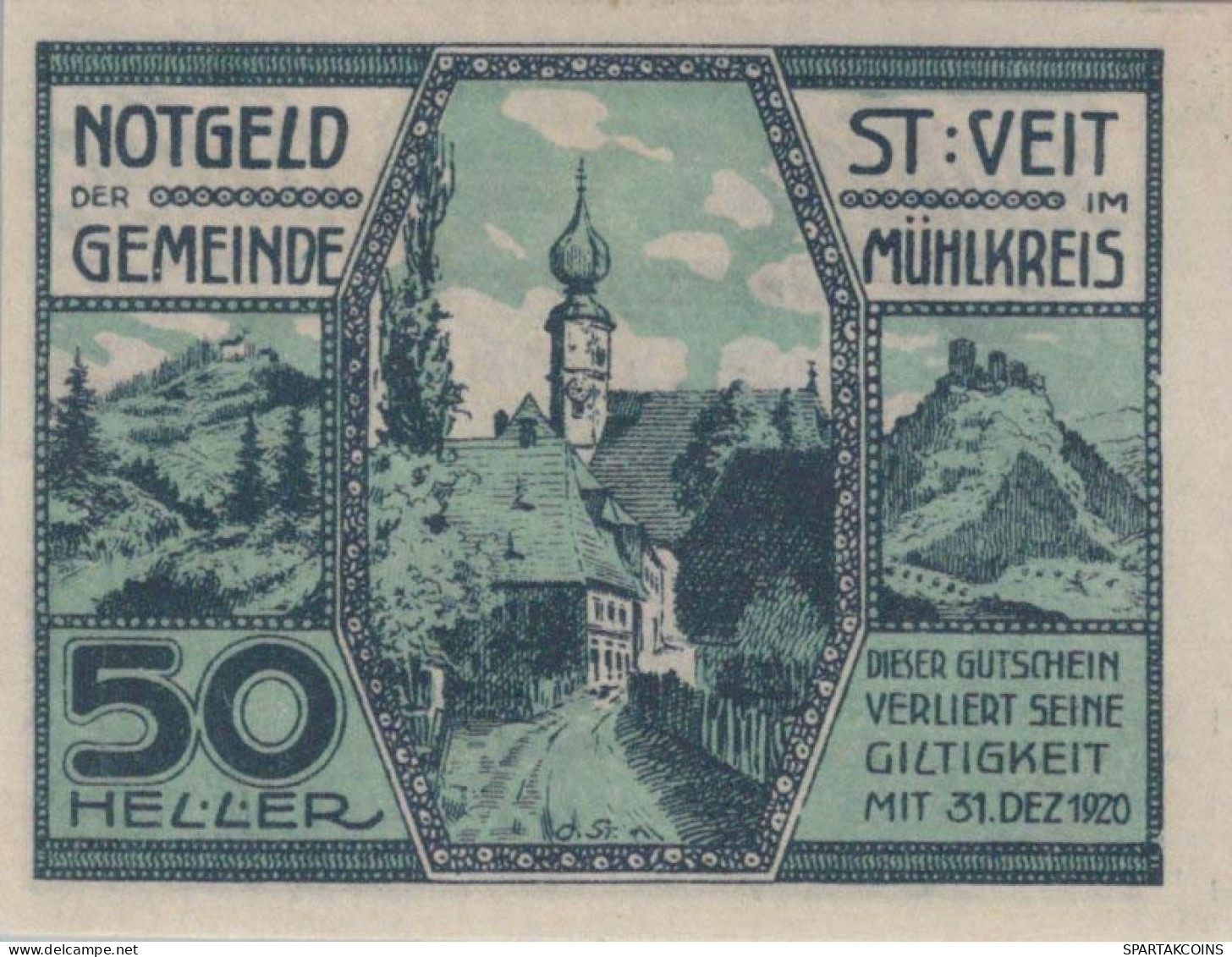50 HELLER 1920 Stadt SANKT VEIT IM MÜHLKREIS Oberösterreich Österreich #PE608 - [11] Local Banknote Issues