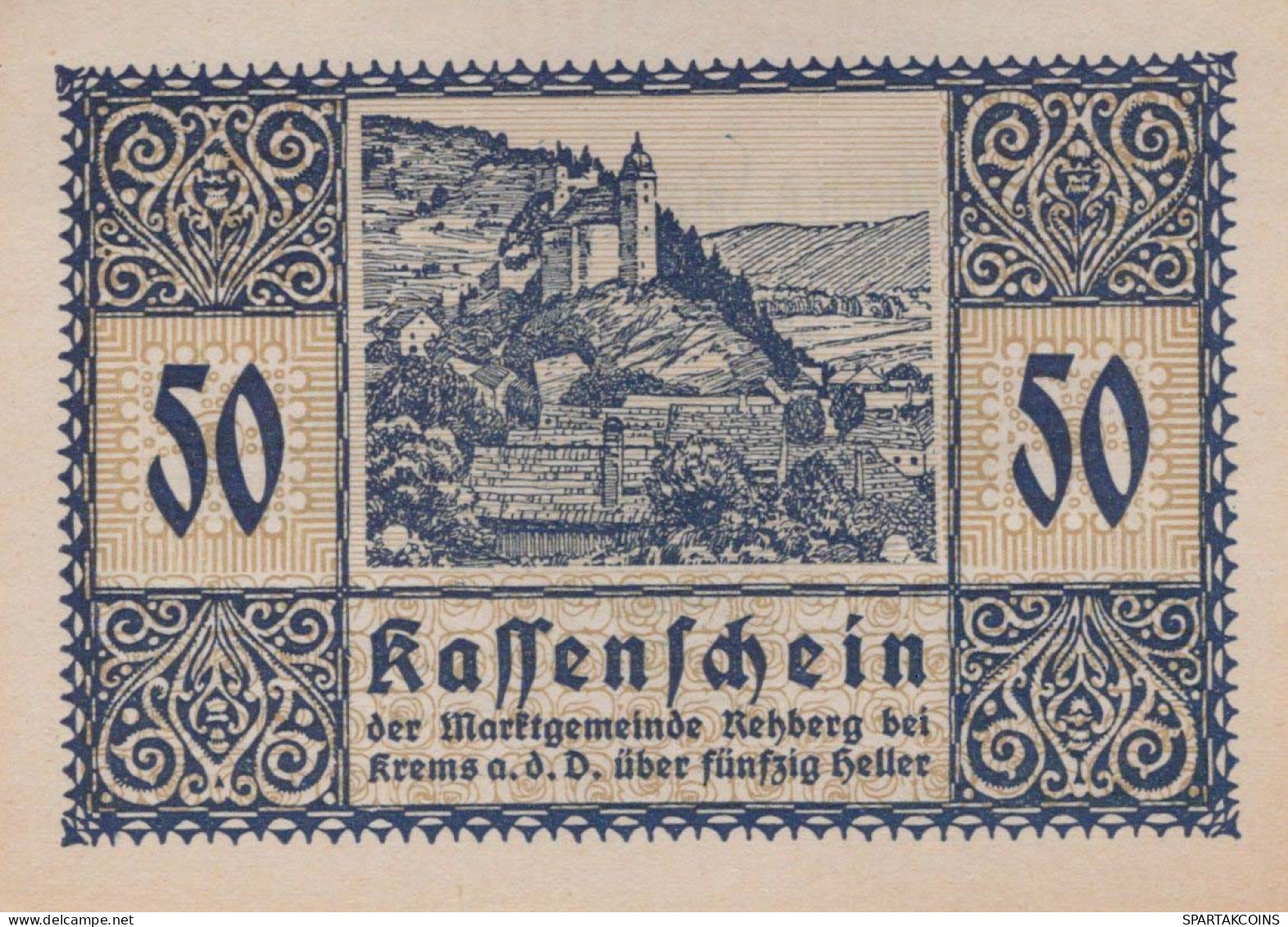 50 HELLER 1920 Stadt REHBERG BEI KREMS AN DER DONAU Niedrigeren Österreich Notgeld Papiergeld Banknote #PG801 - [11] Emissions Locales