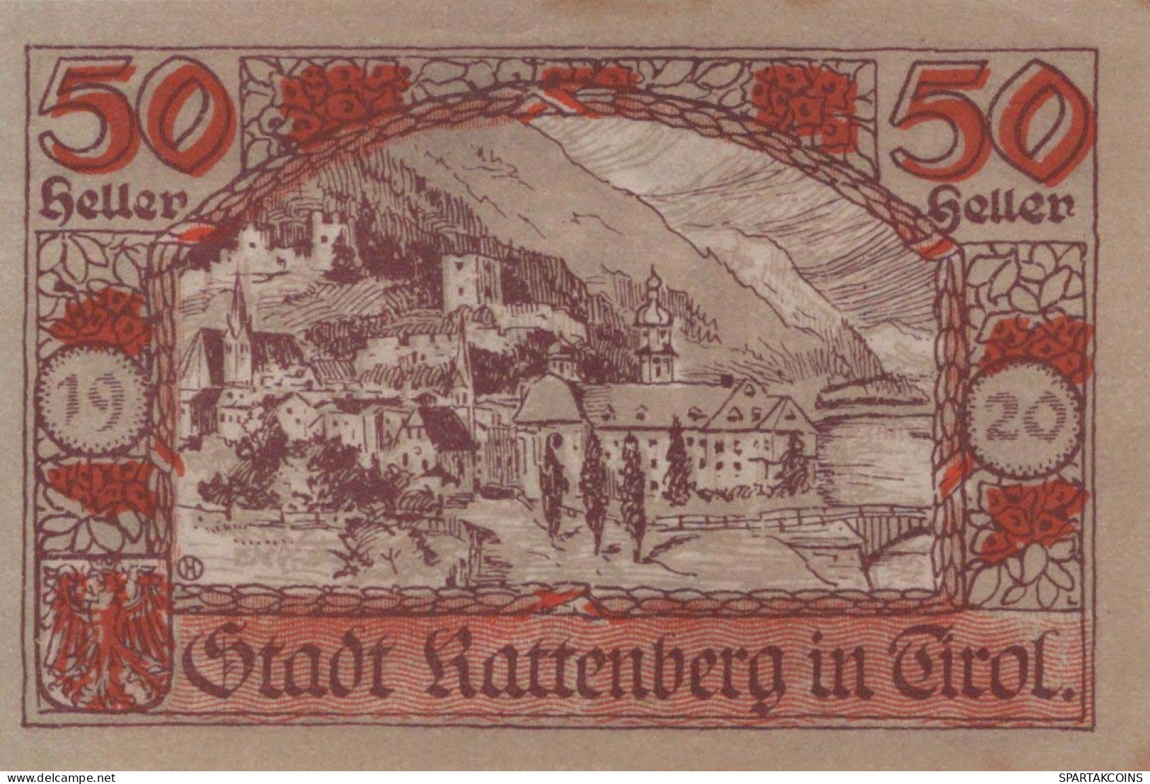 50 HELLER 1920 Stadt RATTENBERG Tyrol UNC Österreich Notgeld Banknote #PH384 - [11] Emissions Locales
