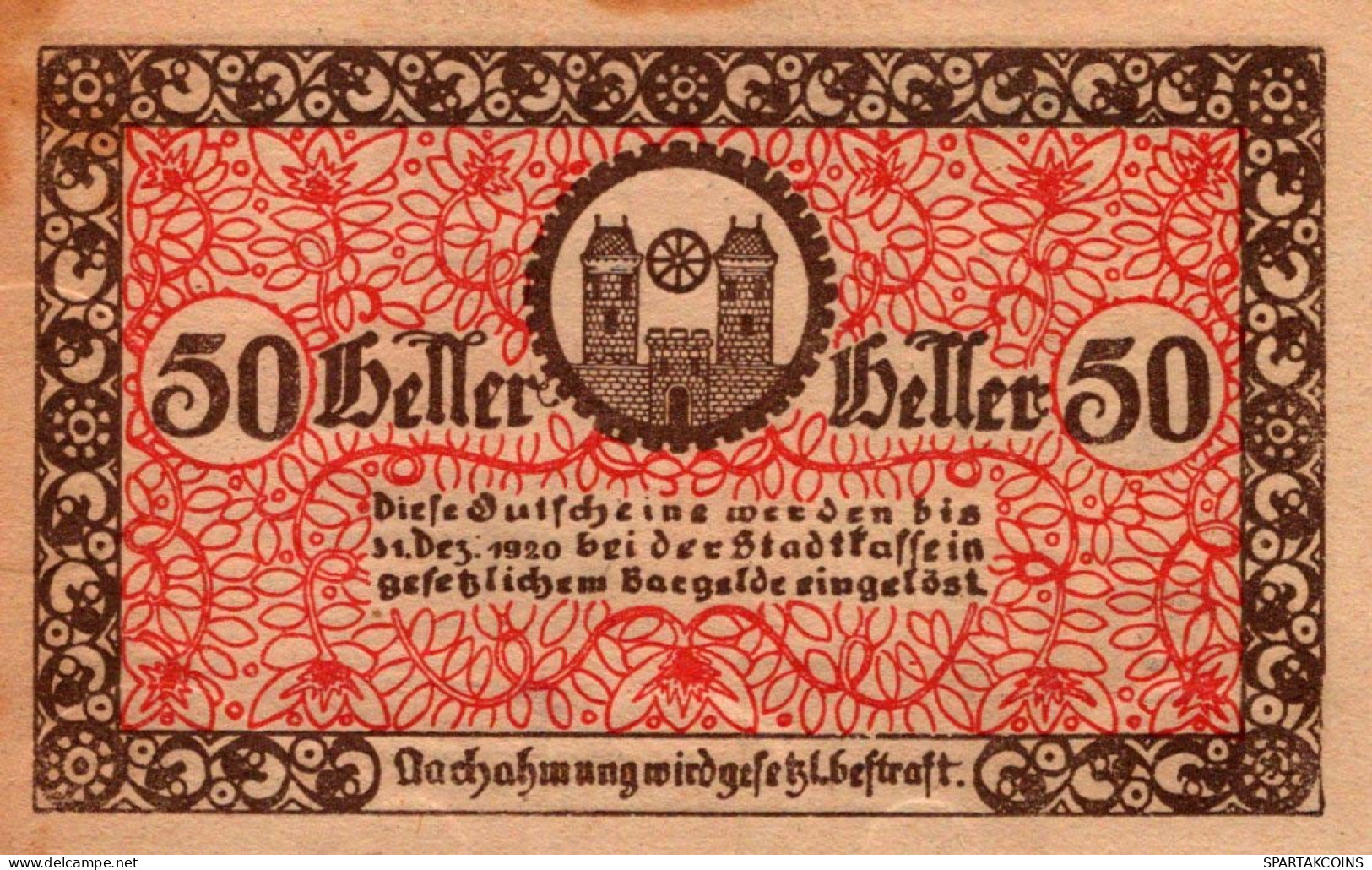 50 HELLER 1920 Stadt RADSTADT Salzburg Österreich Notgeld Banknote #PD985 - [11] Local Banknote Issues