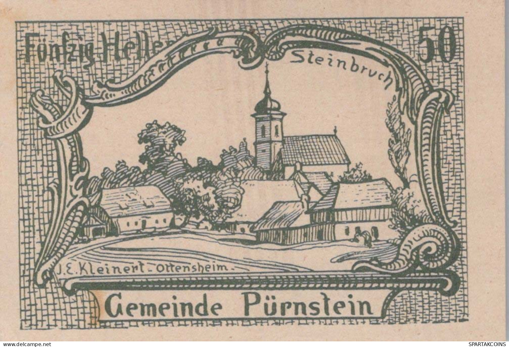 50 HELLER 1920 Stadt PÜRNSTEIN Niedrigeren Österreich Notgeld Banknote #PE519 - [11] Emissions Locales