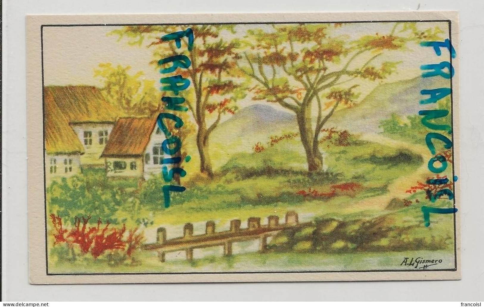 Maison Et Paysage Printanier. Signée Gismero - Sonstige & Ohne Zuordnung