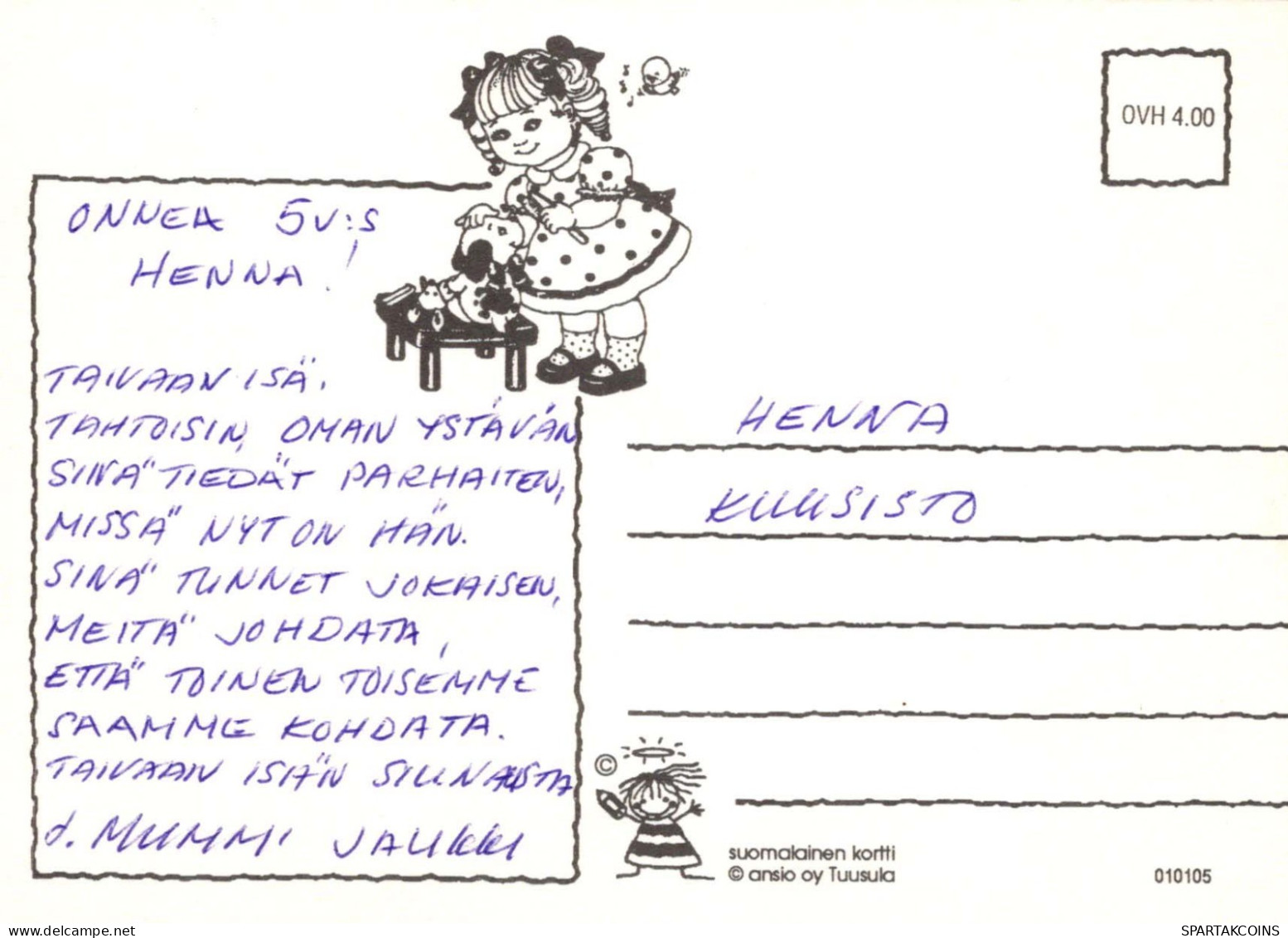 HAPPY BIRTHDAY 5 Year Old GIRL Children Vintage Postcard CPSM #PBU006.GB - Anniversaire