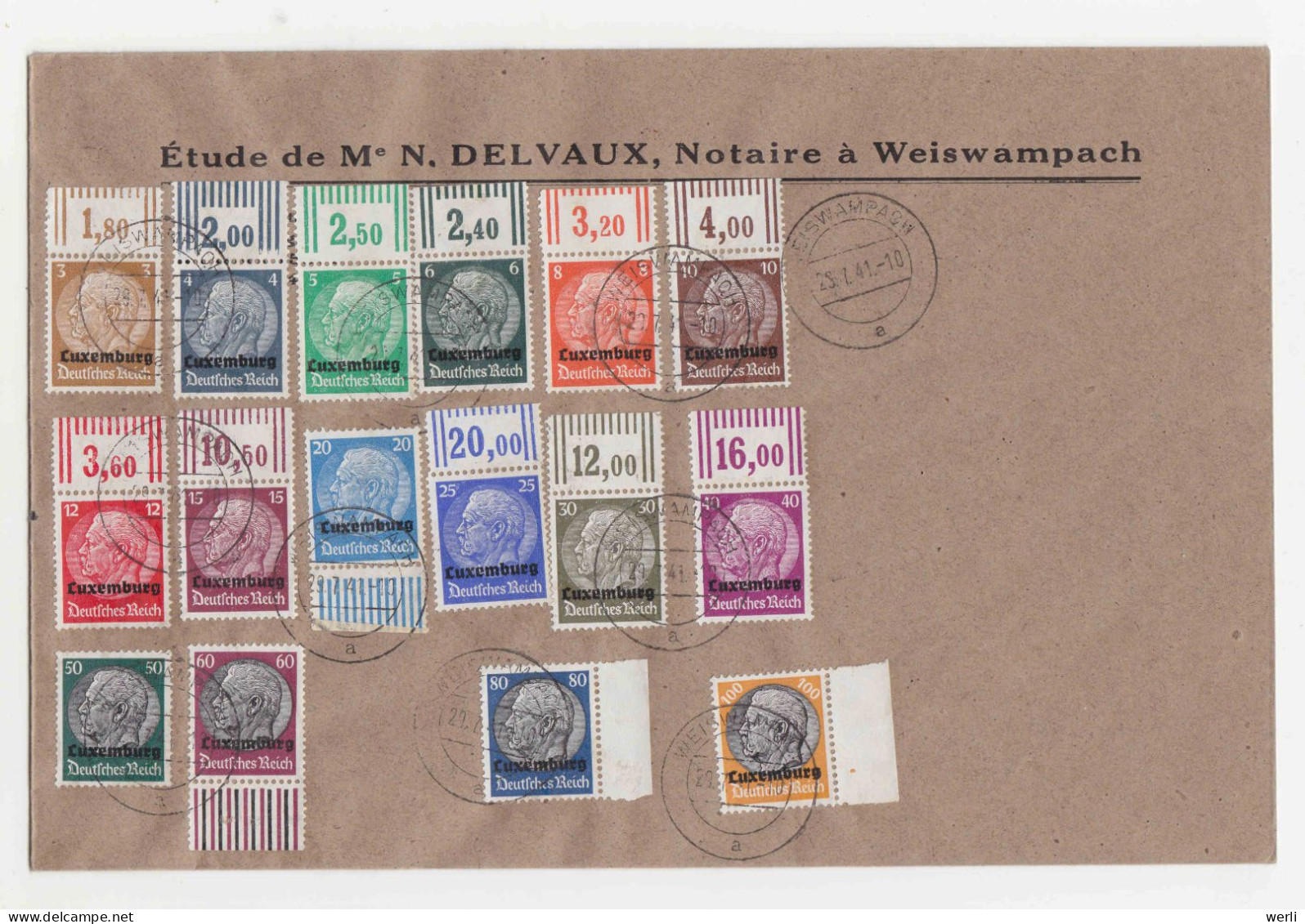 Dt.Bes.2.WK Luxemburg MiNr. 1-16 Gest. Auf Blankoumschlag, Stempel WEISWAMPACH - Besetzungen 1938-45