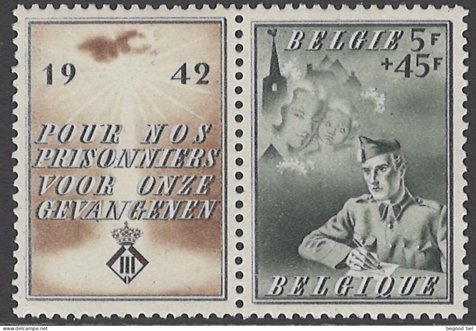 BELGIQUE - 1942 - MNH/***- LUXE - PRISONNIERS DE GUERRE - COB 602 -  Lot 26039 - Unused Stamps