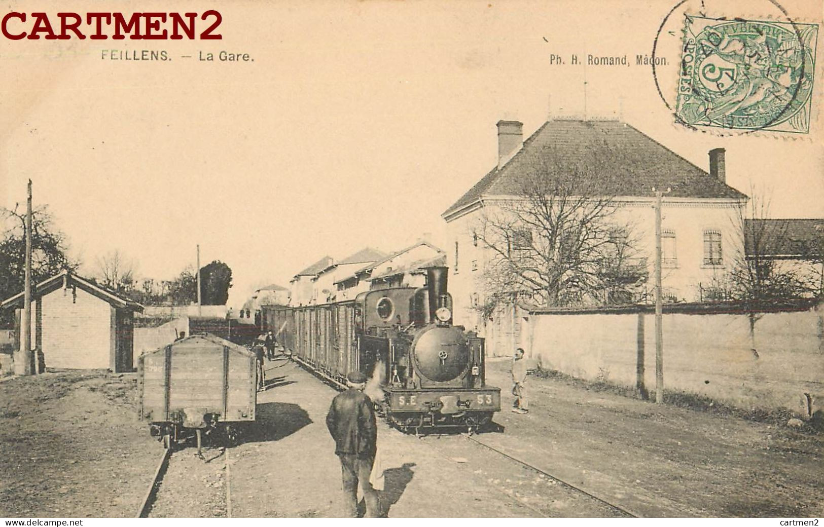 RARE CPA : FEILLENS LA GARE TRAIN LOCOMOTIVE 01 AIN - Non Classés