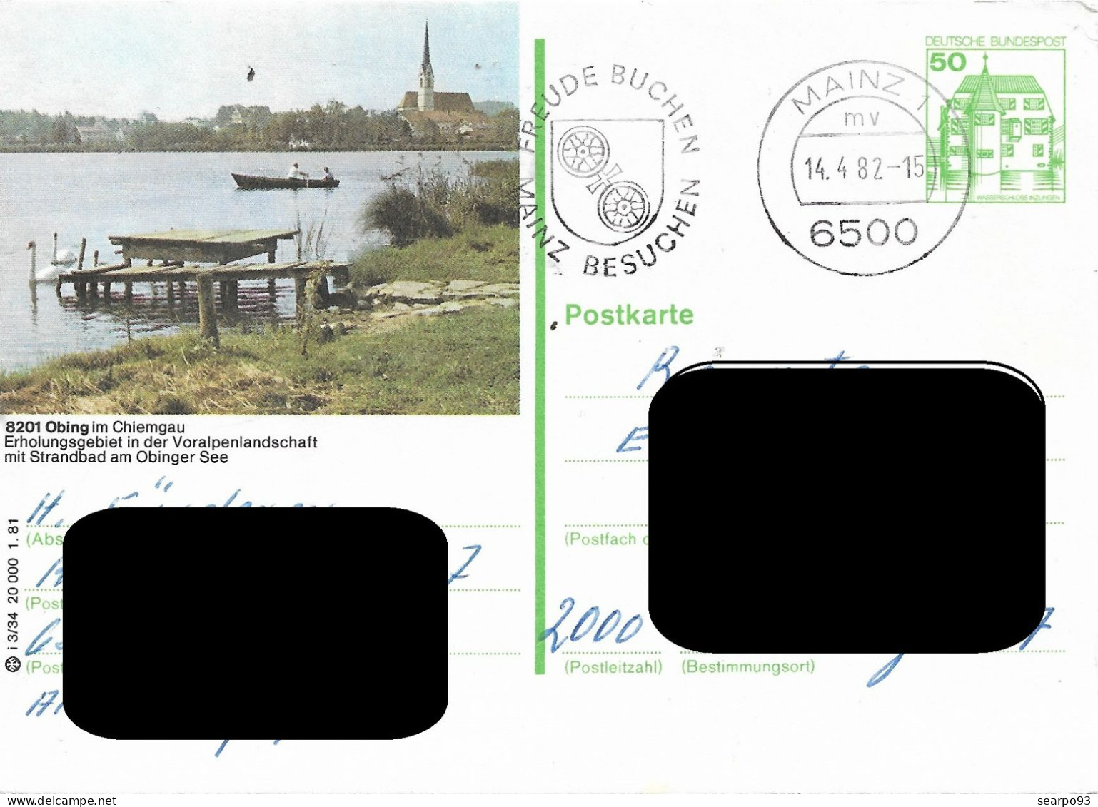 GERMANY. POSTAL STATIONERY. OBING IM CHIEMGAU - Bildpostkarten - Gebraucht