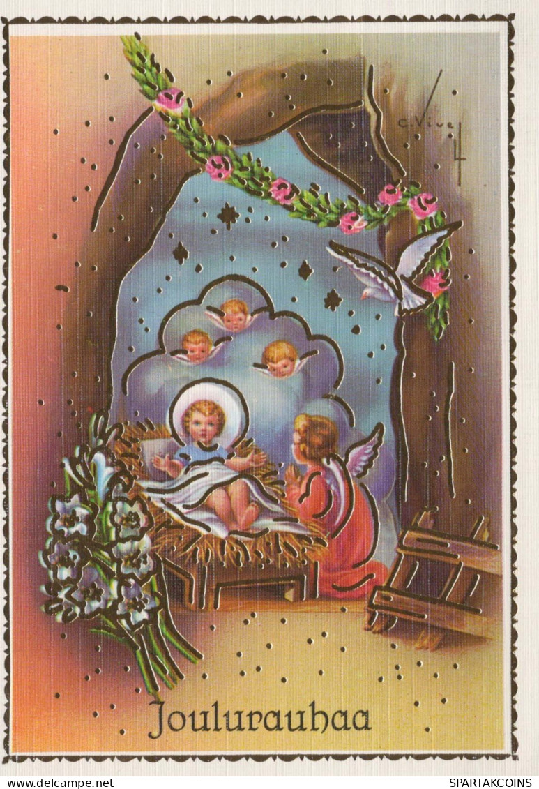 ANGE Noël Bébé JÉSUS Vintage Carte Postale CPSM #PBP376.FR - Anges