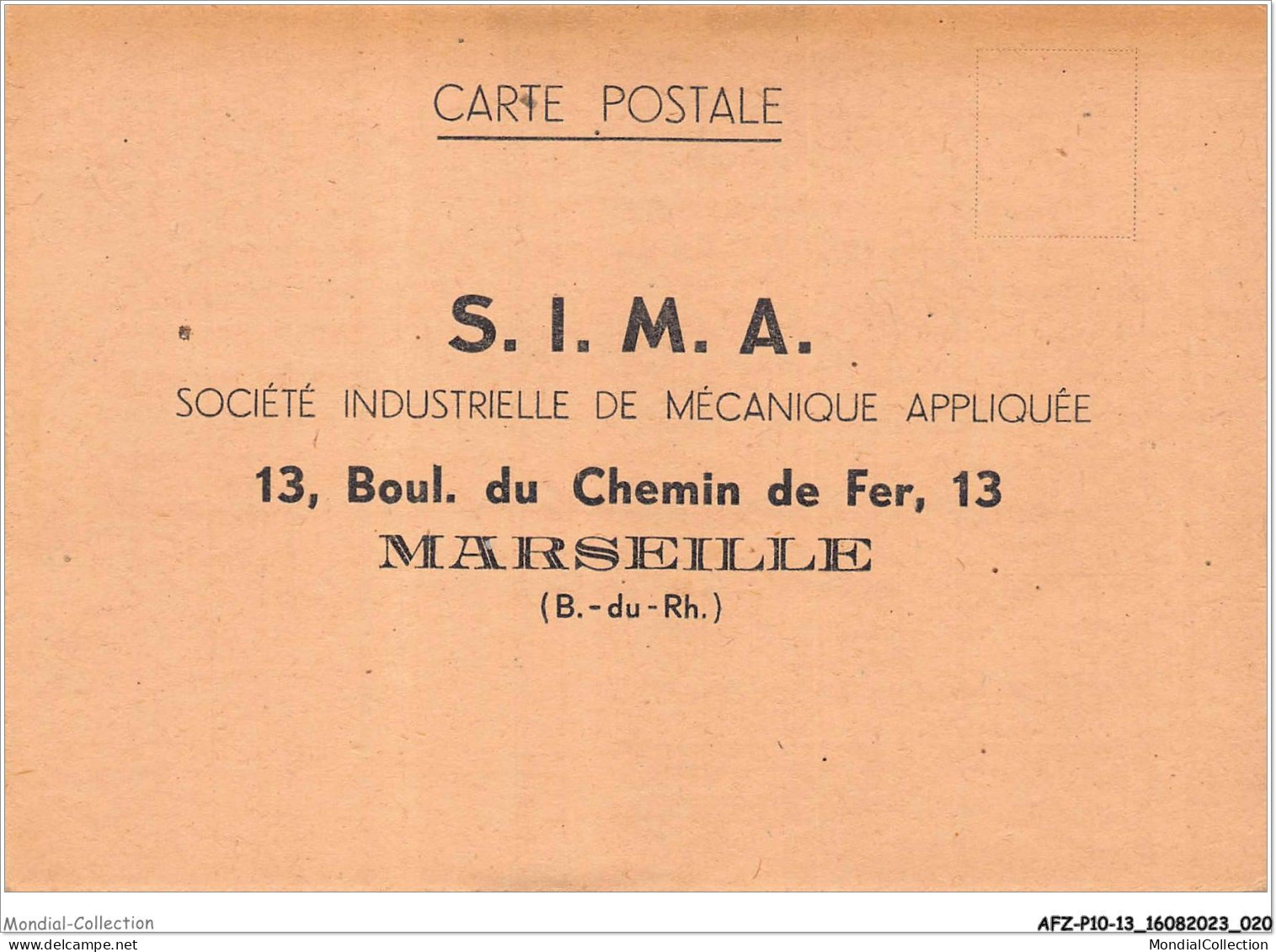 AFZP10-13-0794 - Société Industrielle De Mécanique Appliquée - Boul Du Chemin De Fer - 13 - MARSEILLE  - Old Professions