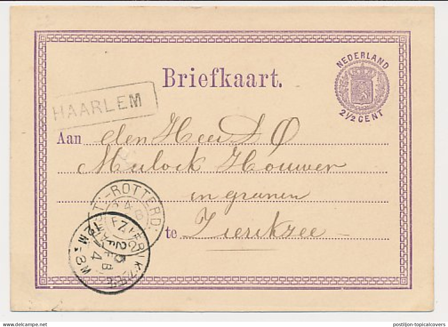 Trein Haltestempel Haarlem 1874 - Lettres & Documents