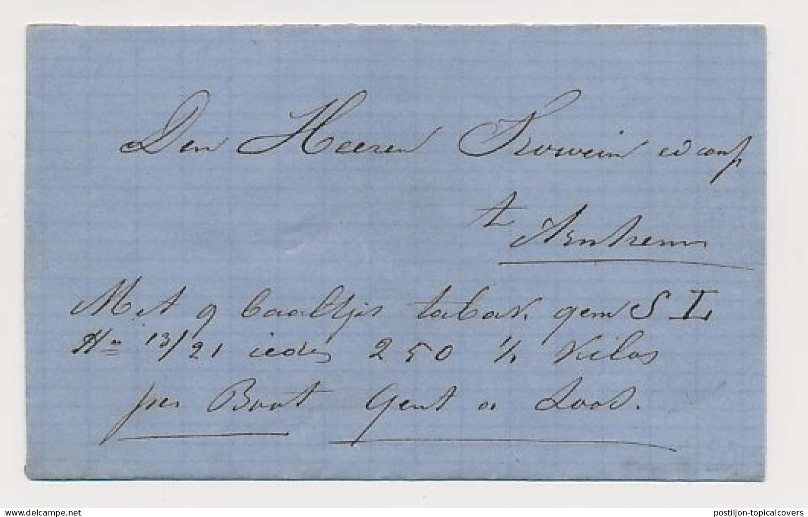 Druten - Arnhem 1869 - Per Boot Gend En Loos - ...-1852 Voorlopers